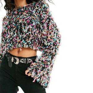 Urban Outfitters Maximalism Multicolor Tai Cropped Fringe Sweater Size Medium